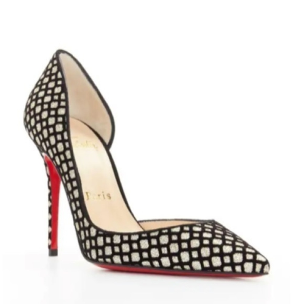 Christian Louboutin Iriza Glitter Velvet Net Pumps - Picture 1 of 10